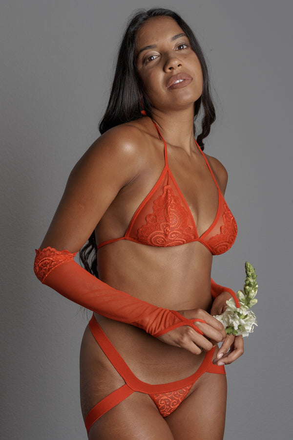 Camila Rojo Lingerie-Set mit Handschuhen